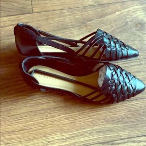 Woven leatherette pointed flats